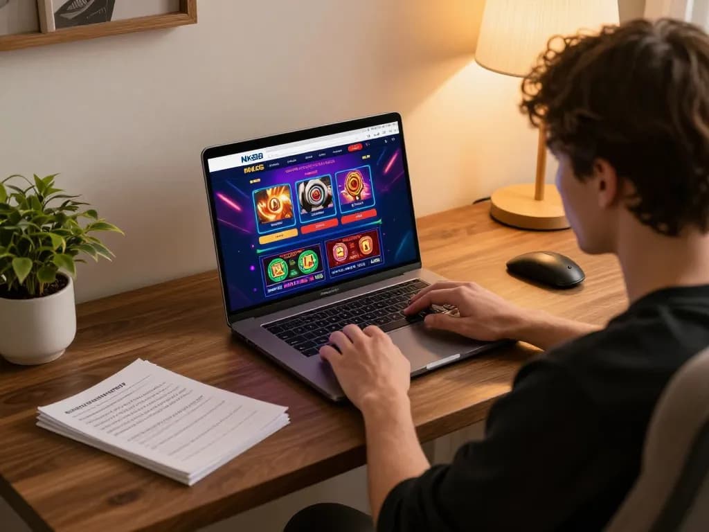 Engaging gameplay at NK88 Homepage featuring vibrant casino games on a laptop screen