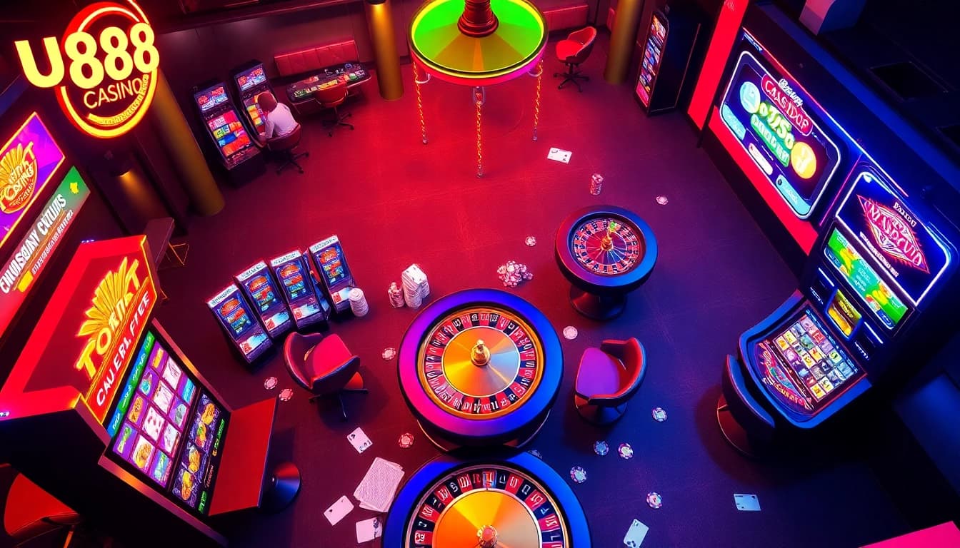 Experience the thrilling world of online gambling with U888, featuring exciting slot machines and poker tables.