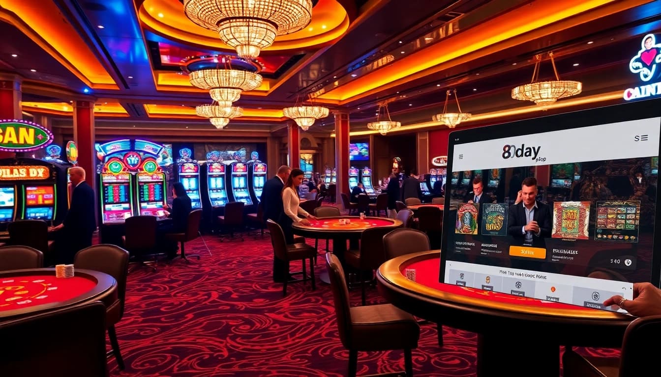 Experience the excitement of 8day's luxurious online casino environment with vibrant gaming visuals.