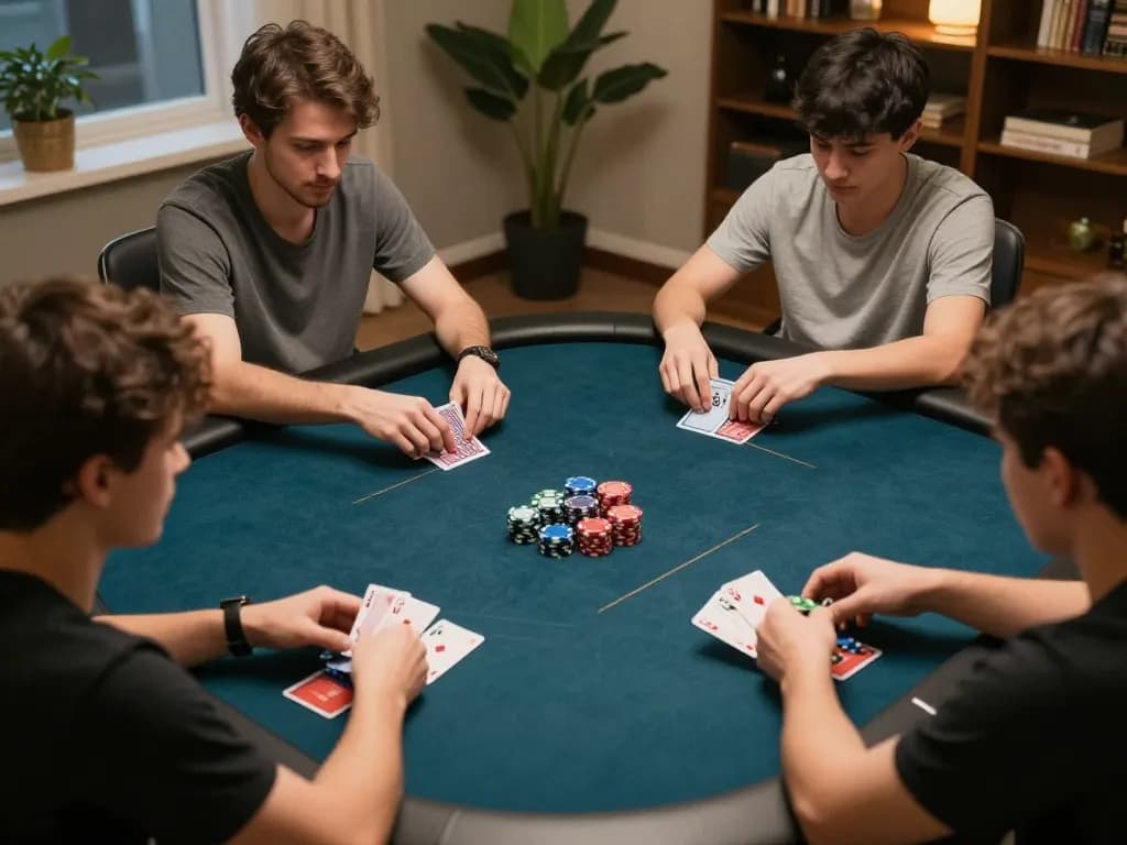 Players enjoying an engaging online poker session at home, showcasing Rik vip strategy and social dynamics.