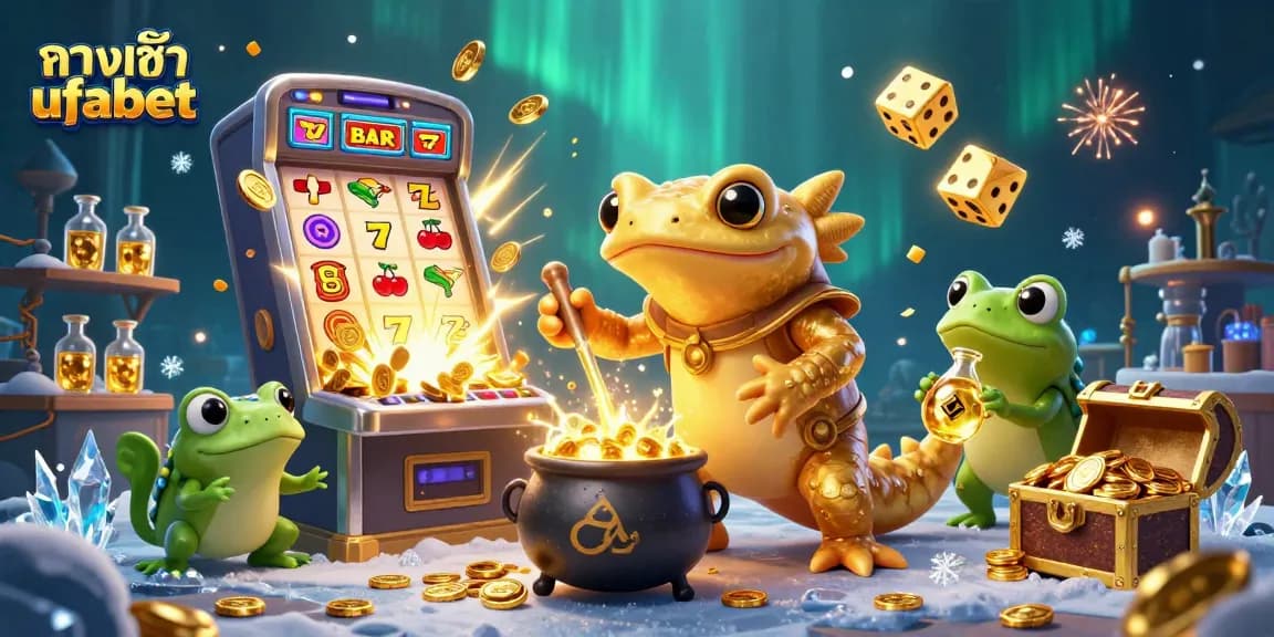 Create your fortune at ทางเข้า ufabet with the alchemist, frog apprentice, and magical casino elements.