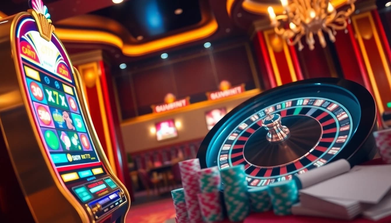 Engaging slots777 gaming experience with vibrant slot machines and casino elements.