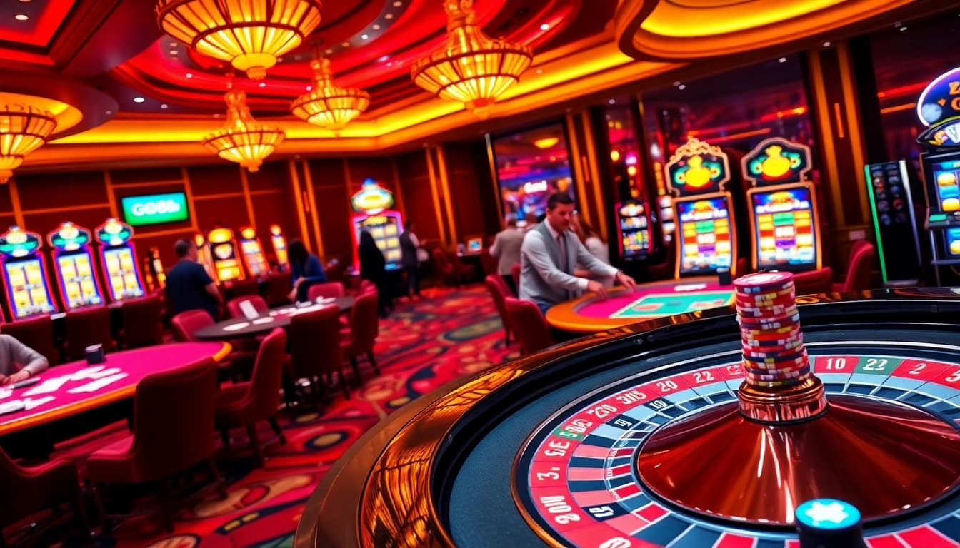 Engaging casino action at go88 with vibrant tables, cards, and thrilling roulette.