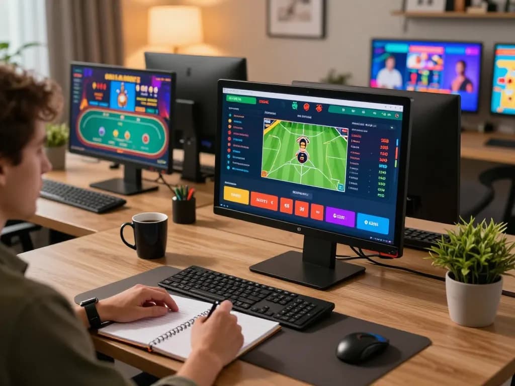 Engaged player analyzing sports odds on Rik vip online betting platform.