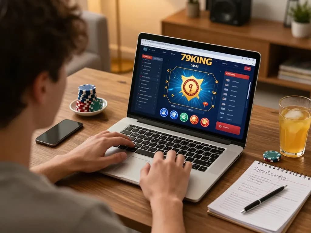 Engaging online gaming at 79KING with strategic notes and cozy home setup
