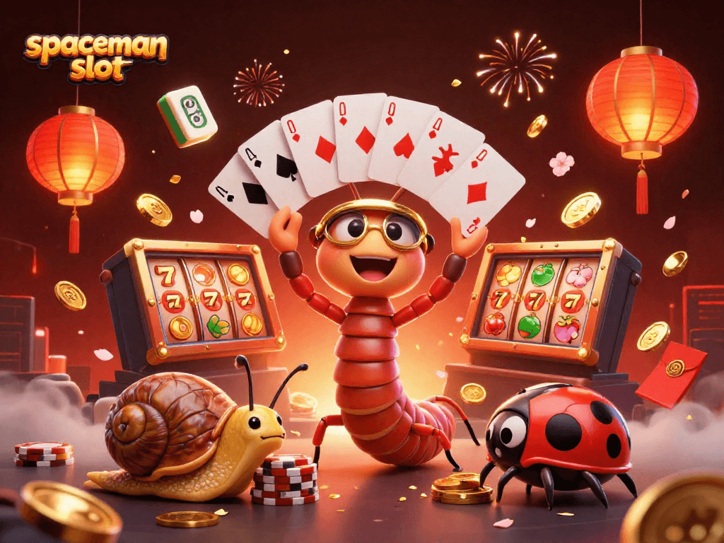 Experience the thrills of the spaceman slot in a vibrant, animated casino scene enriched with dynamic game elements.