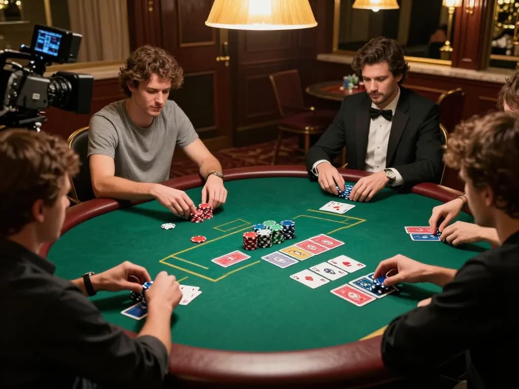 Experience the thrill of m114 poker night as players strategize around a luxurious table.