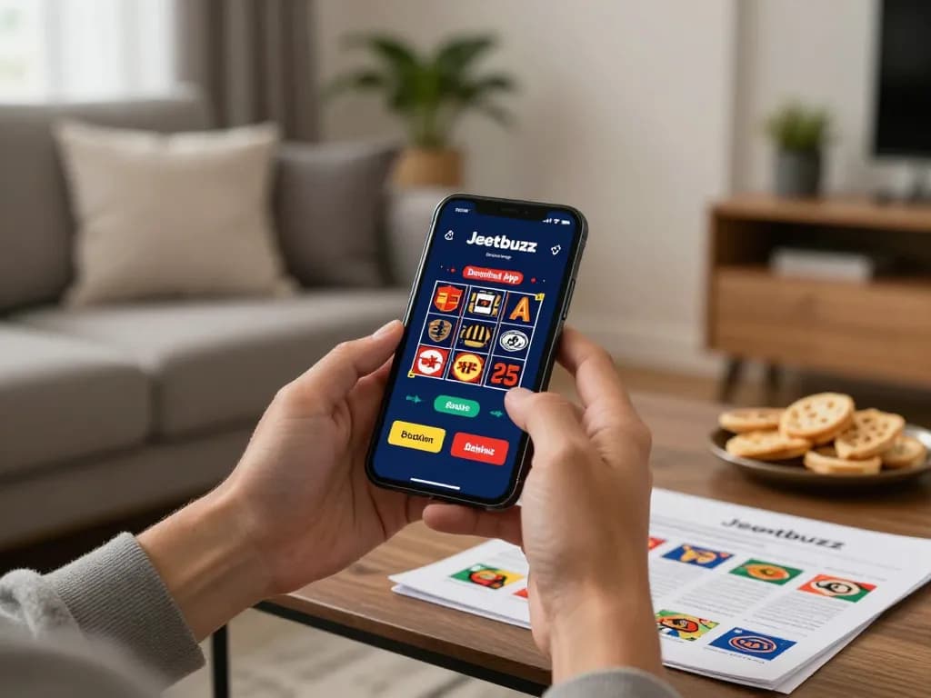 Engaging scene of a user downloading the Jeetbuzz Download App on their smartphone for exciting casino gaming.