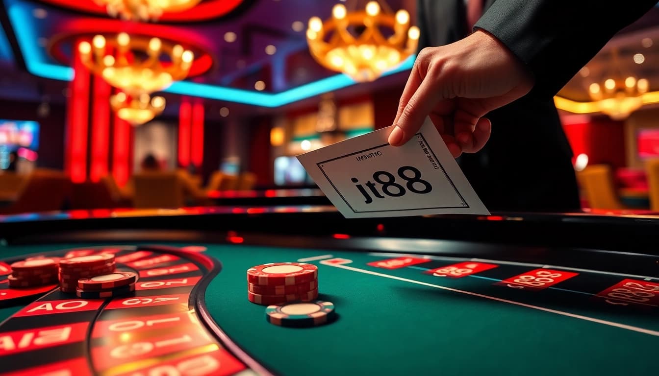 Experience thrilling bets on j88 with vibrant casino tables and elegant poker chips.