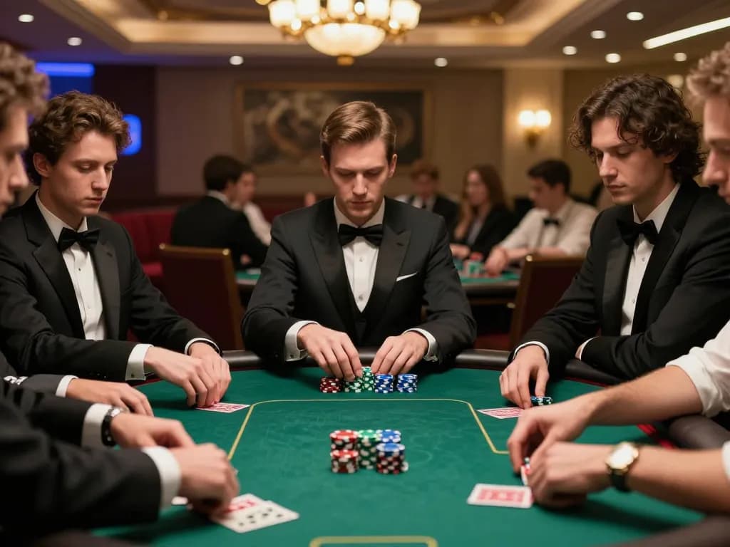 KONG88 poker players strategizing during an intense high-stakes game.