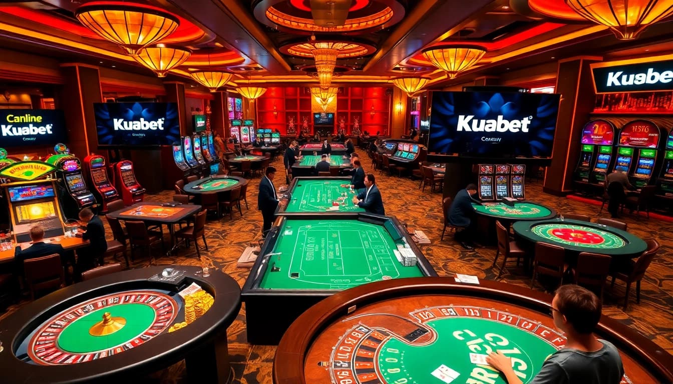Kubet offers an exciting casino experience with players at vibrant gaming tables.