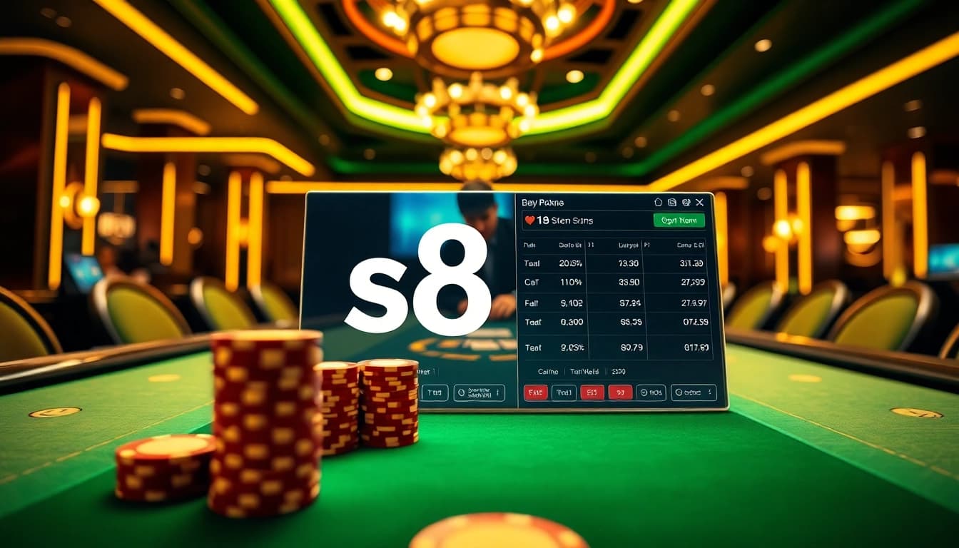 Experience s8 poker action with vibrant casino tables and elegant betting interfaces.