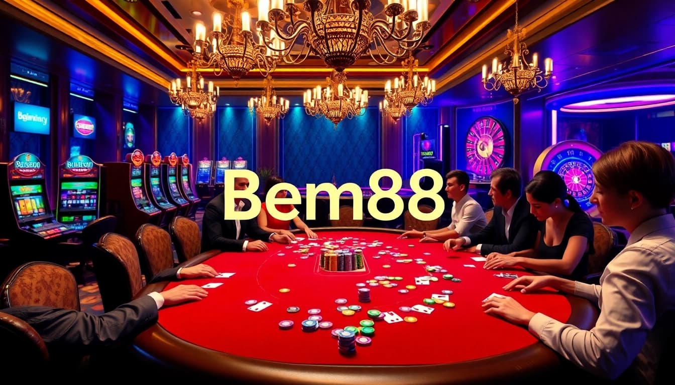 Engage in high-stakes poker at Bem88's luxurious casino table.