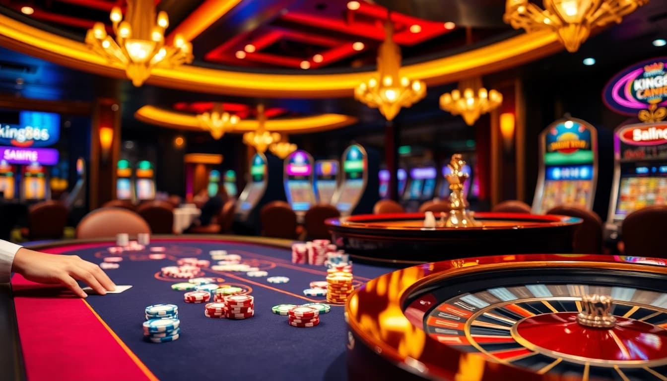 Experience high-stakes gambling excitement at king88 with vibrant casino tables and thrilling action.