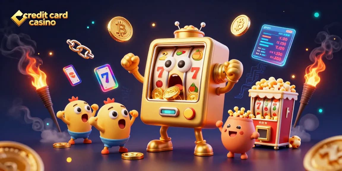 Win big at a credit card casino as our animated golden slot machine celebrates its jackpot victory!