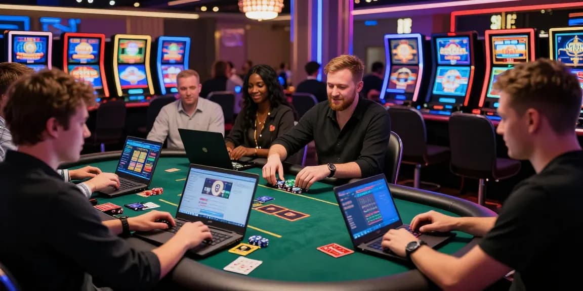 Exciting players enjoying credit card casinos at brcs.co.uk in a lively gaming atmosphere.