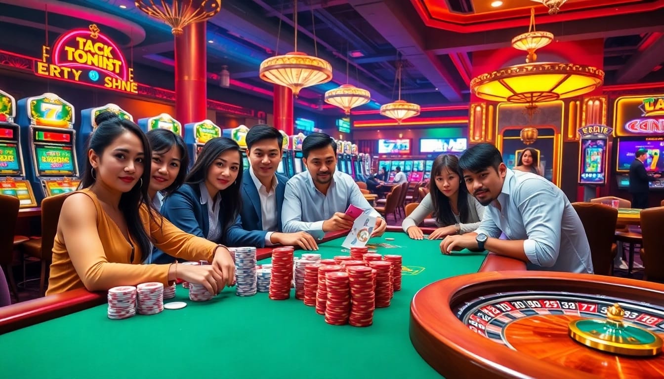 Experience the thrill at https://ok8386n.com/ with players engaged at a luxury casino poker table.