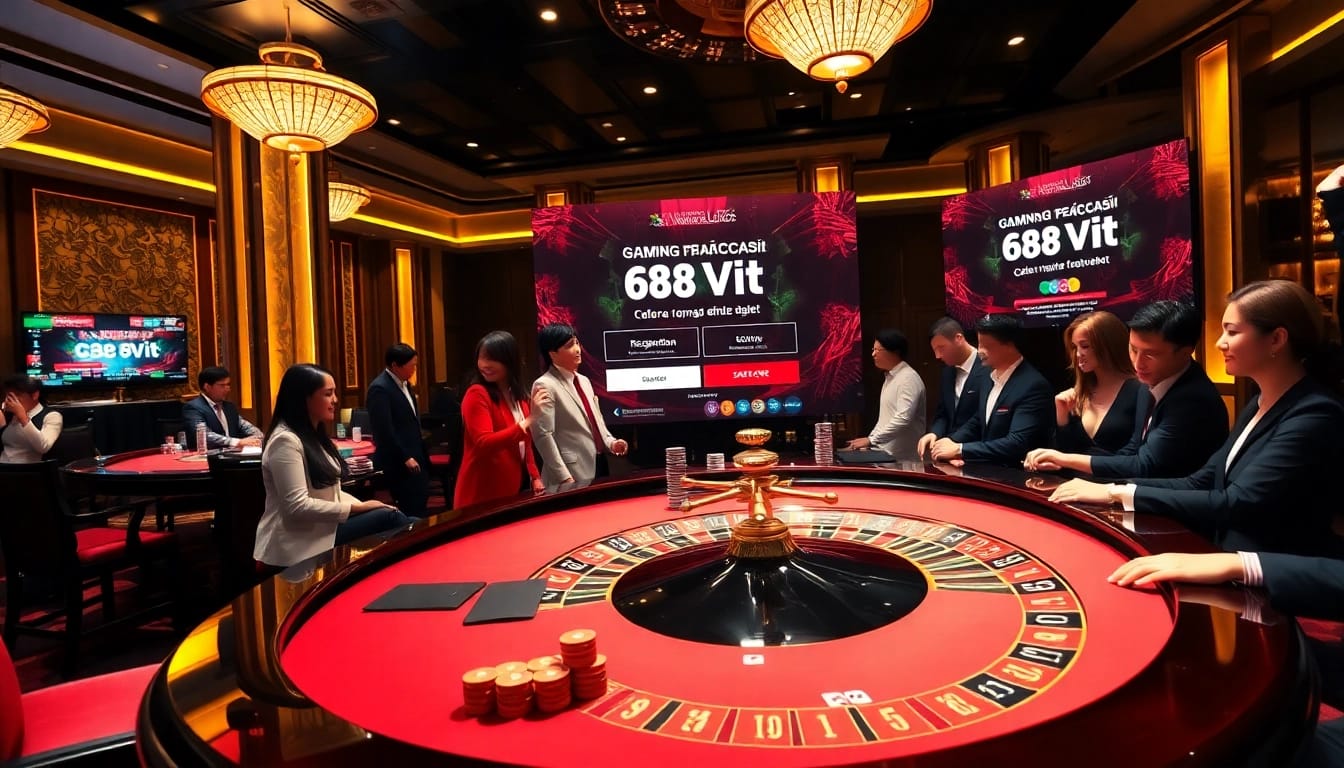 Engage with Đăng Nhập Nhà Cái 68VIP at a luxurious casino table with vibrant chips and lively atmosphere.