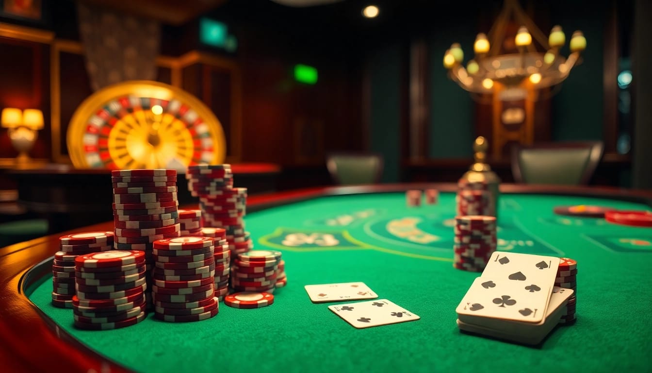 Man88 welcomes players to a luxurious poker table setting with vibrant chips and cards, evoking excitement.