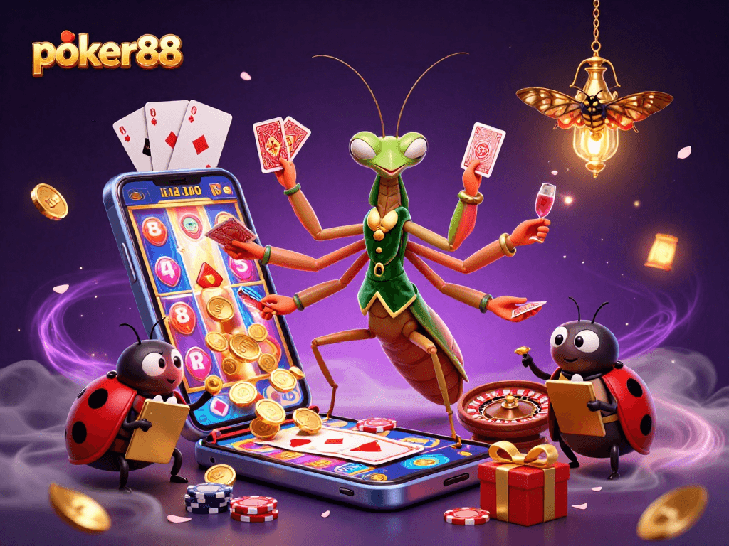 Poker88 menawarkan pengalaman bermain yang mengasyikkan dengan ilustrasi kasino digital yang kaya warna.