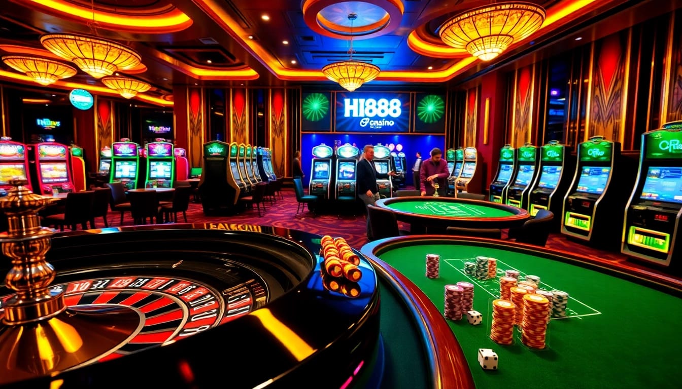 Players enjoying a thrilling Hi888 gaming experience at a luxurious casino table.
