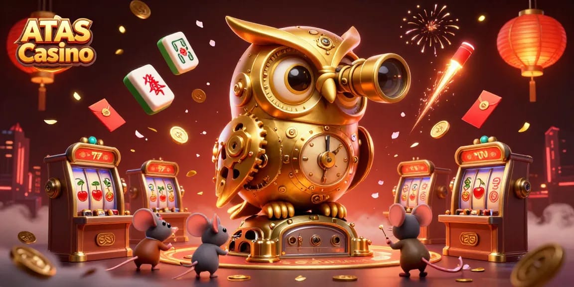 Engage in thrilling gaming at ATAS Casino with a vibrant 3D illustration capturing the essence of luck and excitement.