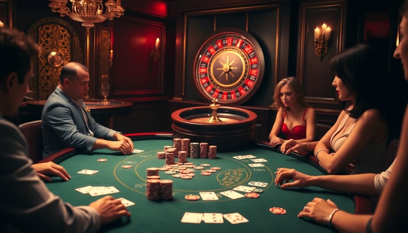 Engaging scene of a casino poker table with colorful chips, highlighting a thrilling sex game vibe.