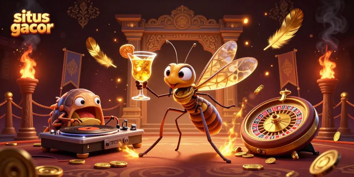 Experience situs gacor with animated casino characters in a vibrant gaming scene.