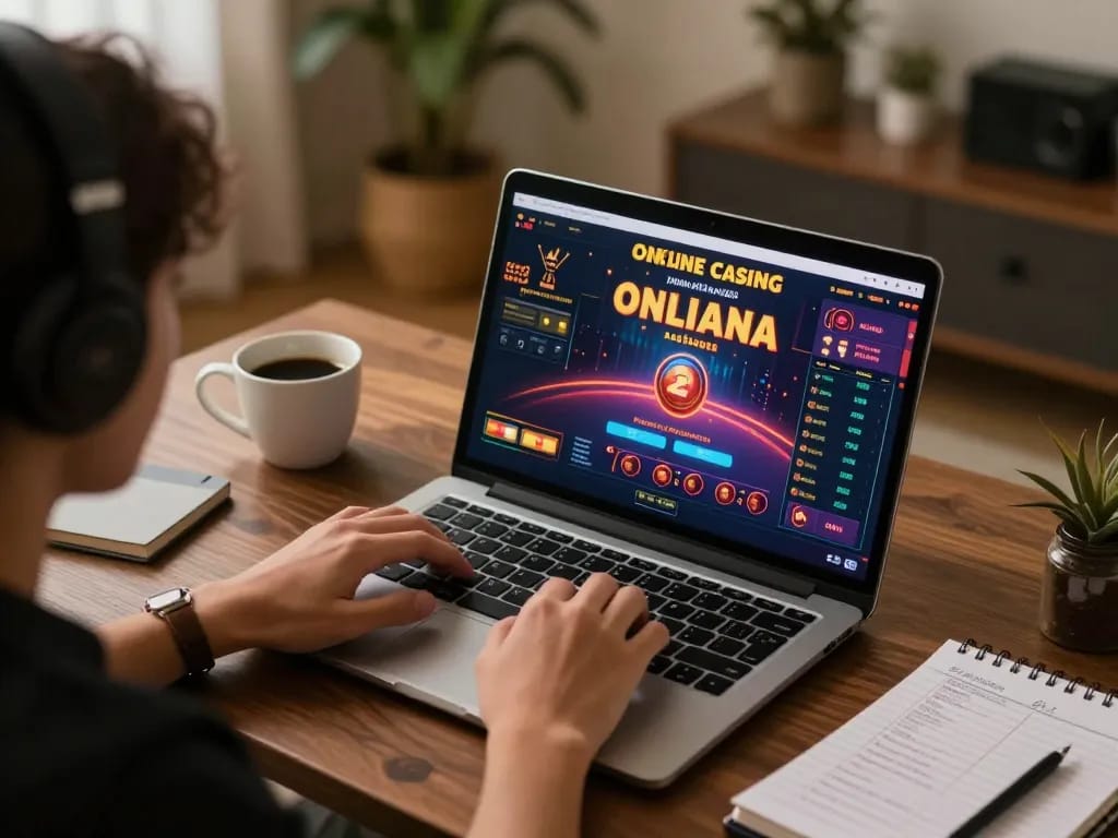 Player focused on Malaysia online casino game strategy during a cozy home session.