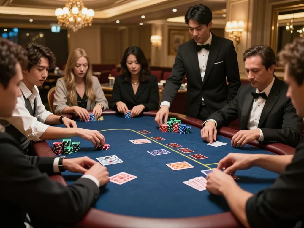 Players experiencing high-stakes poker at 888NEW casino, showcasing thrilling gameplay and rich atmosphere.