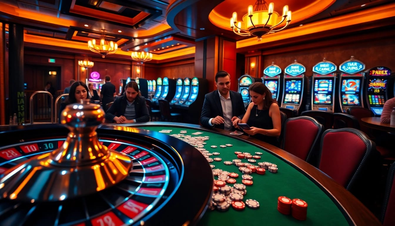 Engaging in a thrilling MK8 poker game at a luxurious casino with vibrant chips and cards.