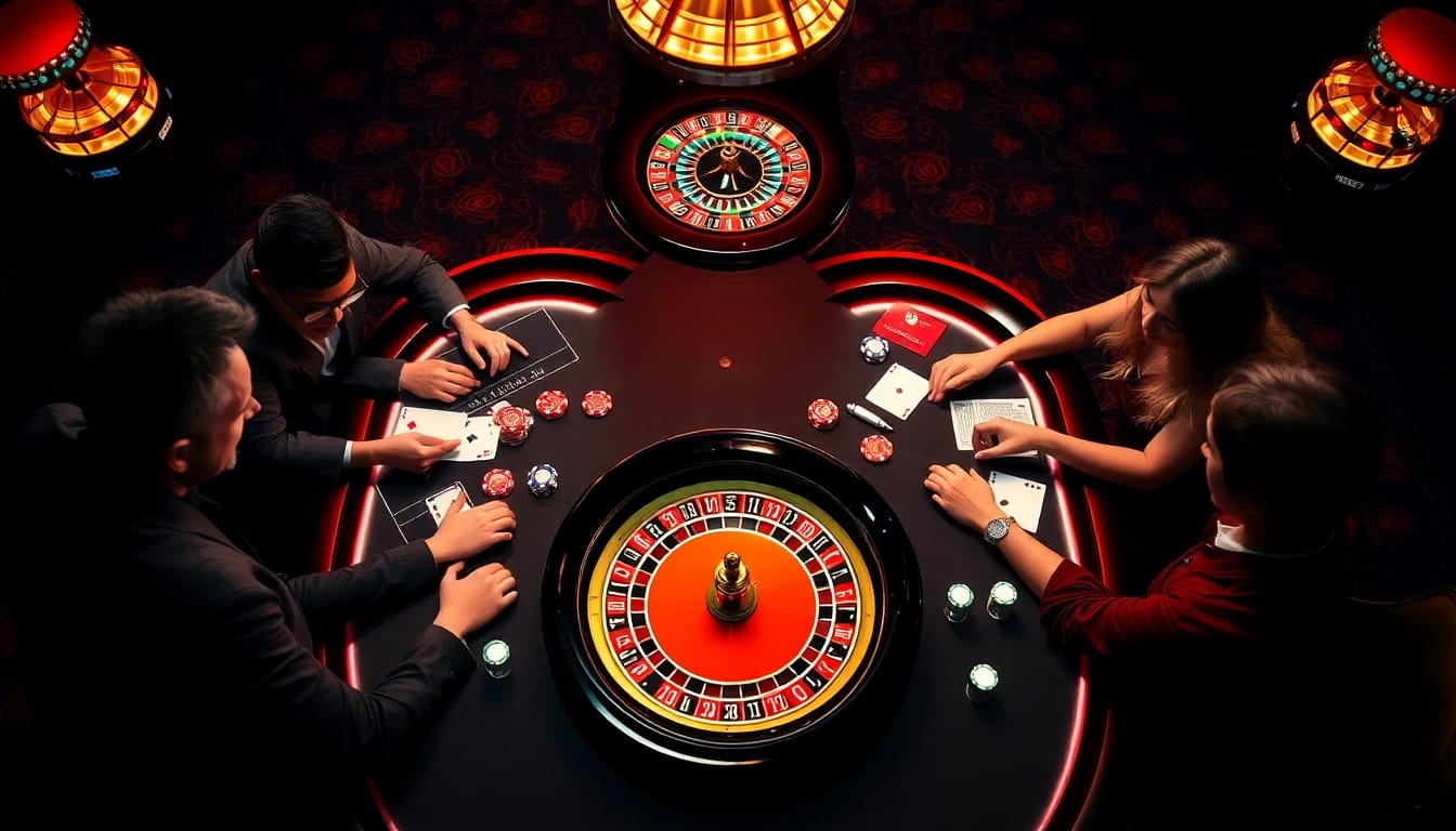 Experience the thrill of gaming with RR88 at a vibrant online casino table.