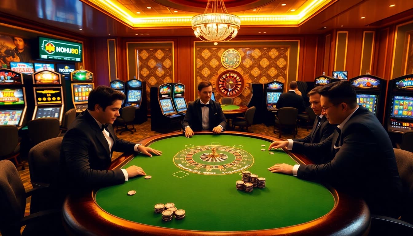Experience nohu90 đăng nhập in a luxurious casino environment featuring exciting poker and roulette.