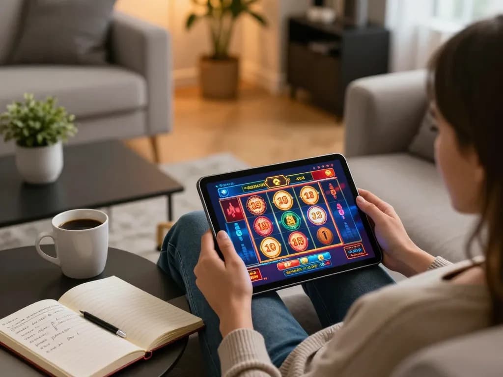 Betting strategy notes while playing on nhà cái 5679 online casino on a tablet.