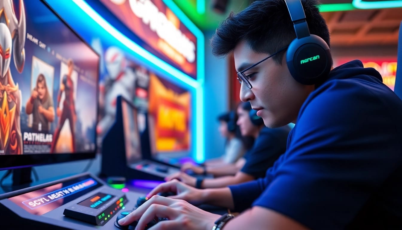 Menampilkan pengalaman bermain qq macan game dengan intens di latar modern untuk game.