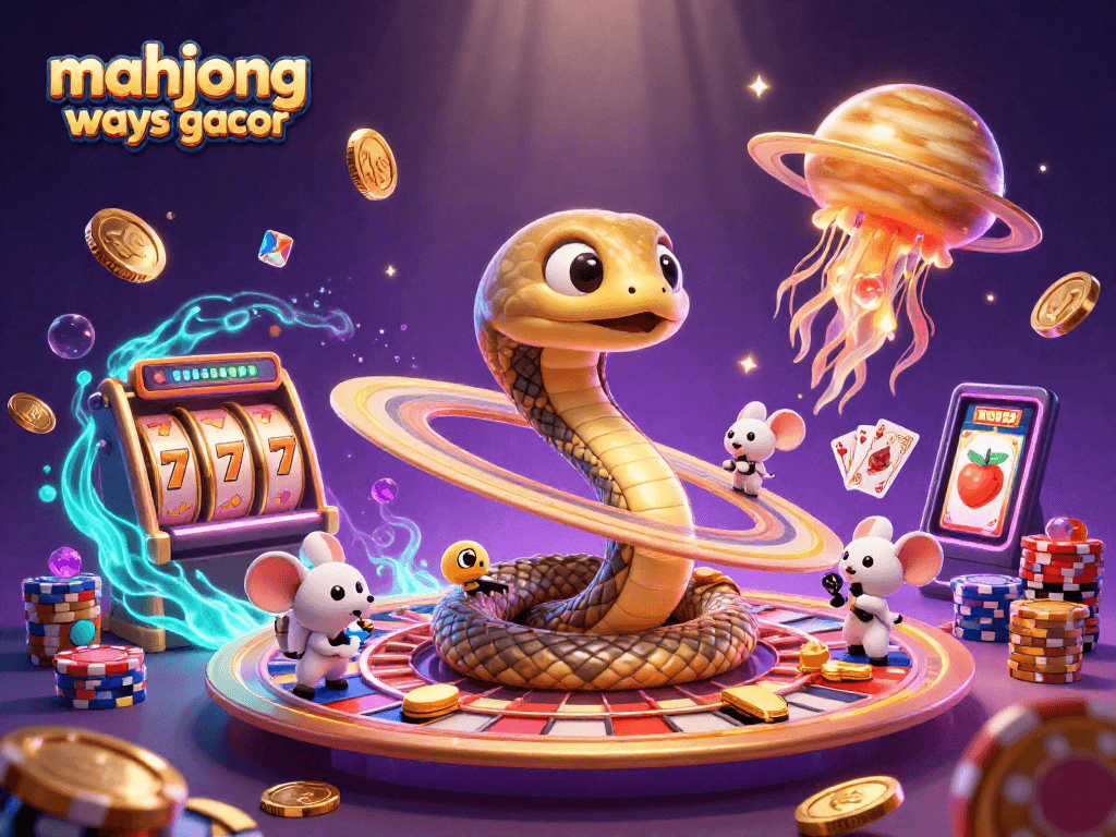 Experience mahjong ways gacor with a vibrant gaming scene showcasing cartoon elements and jackpot excitement.