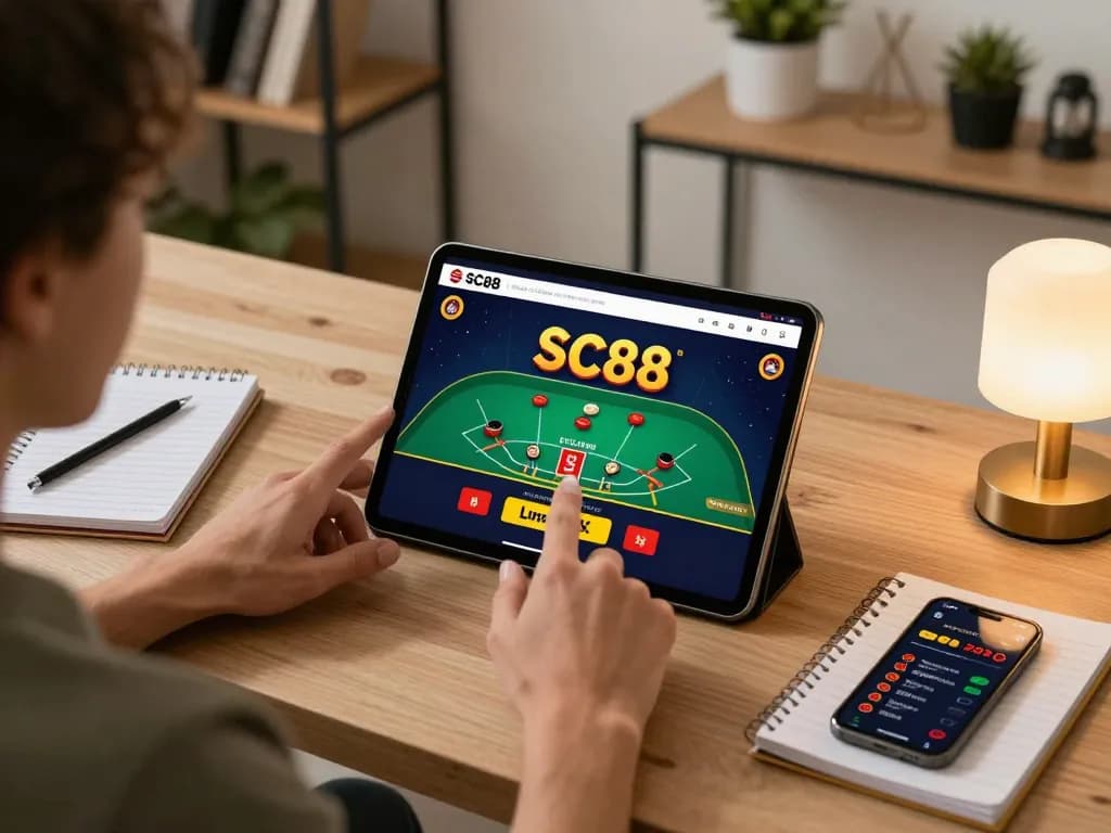 Engaging gameplay on SC88 app in a stylish home office setting