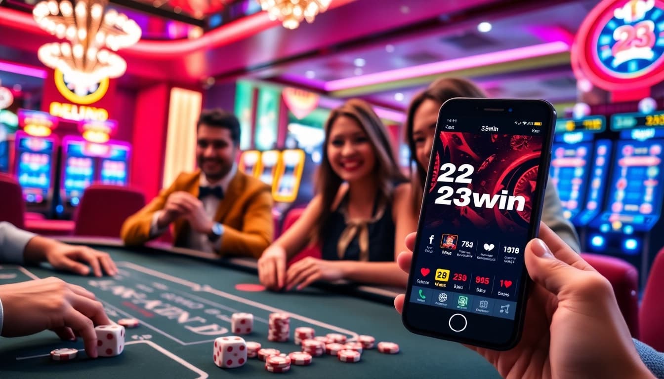 Experience high-stakes poker action featuring the 23win app on display.