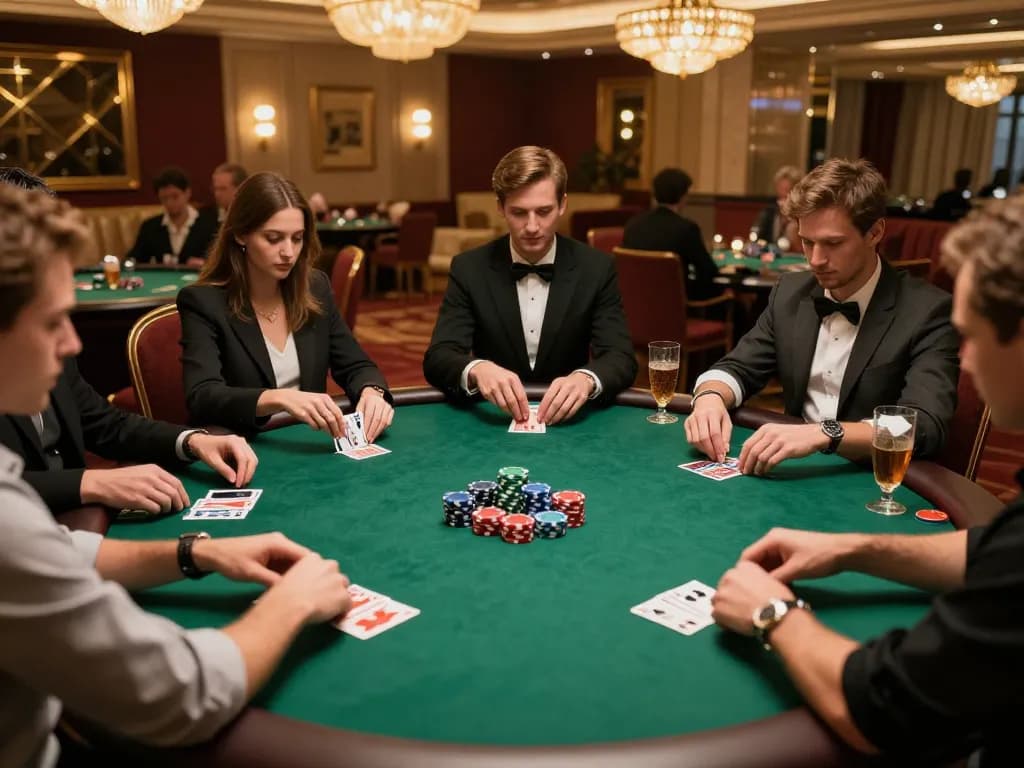 Players strategizing during an intense poker game at cm 88's exclusive casino