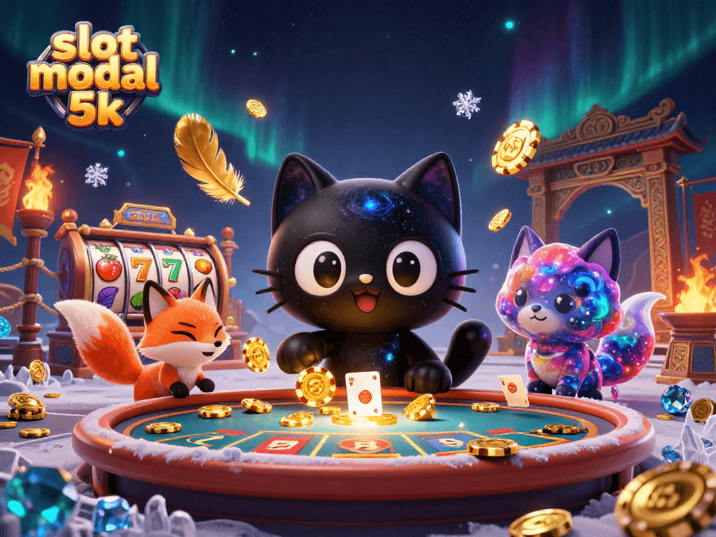 Experience the slot modal 5k thrill in a cosmic casino setting with animated characters and vibrant visuals.