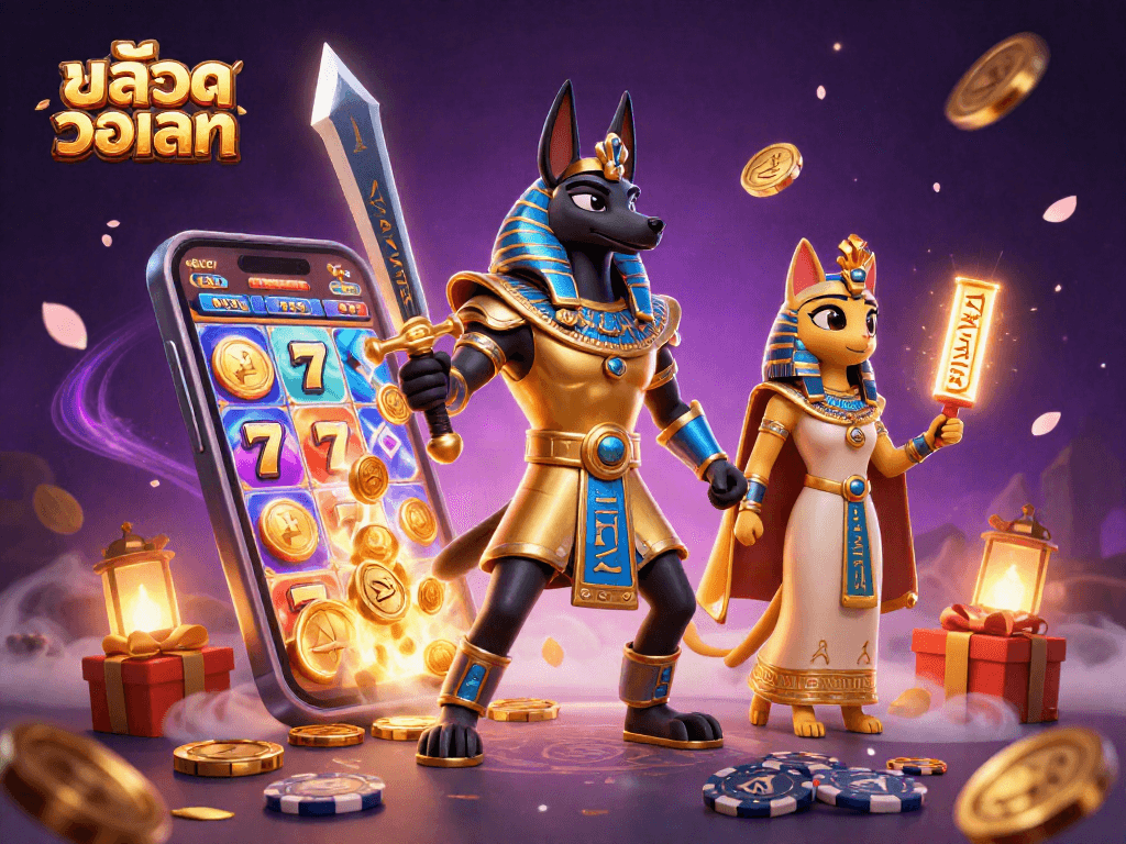 Engage with สล็อตวอเลท and experience a thrilling 3D casino adventure featuring Anubis and Bastet.