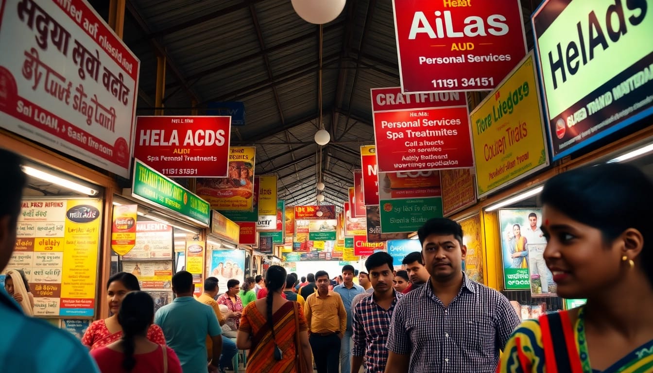 Engaging marketplace scene depicting Hela Ads with vibrant stalls and local products.