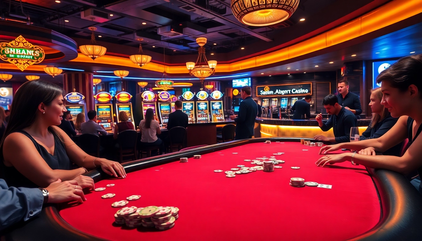 Engaging players at the citinow online casino poker table with vibrant surroundings.