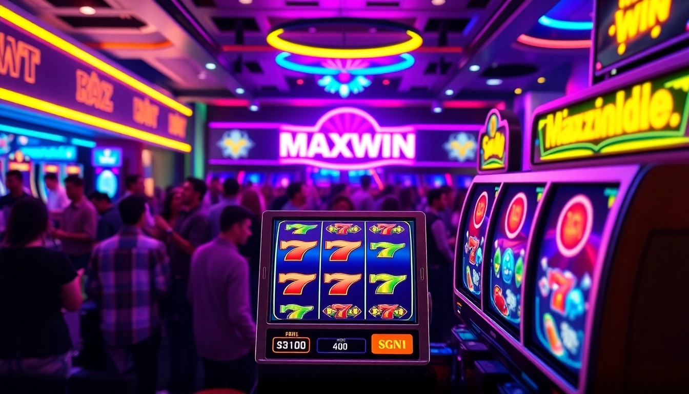 Slot maxwin yang menarik ditampilkan dengan antarmuka permainan digital yang cerah dan simbol kemenangan.