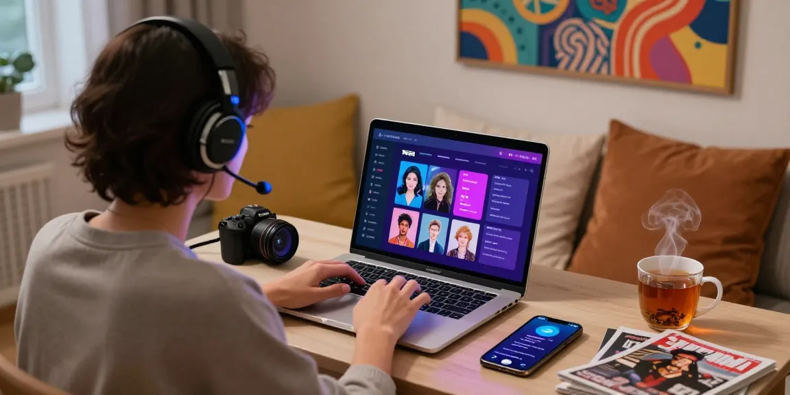Engaging with an NSFW AI program on a sleek laptop in an intimate, cozy setting.