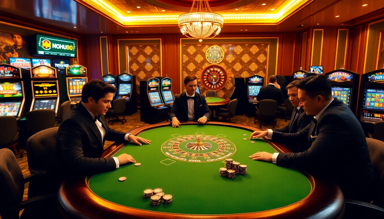Experience nohu90 đăng nhập in a luxurious casino environment featuring exciting poker and roulette.