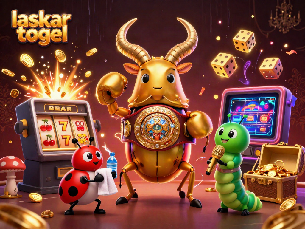Engage with laskar togel through a vibrant 3D illustration showcasing dynamic casino elements and characters.