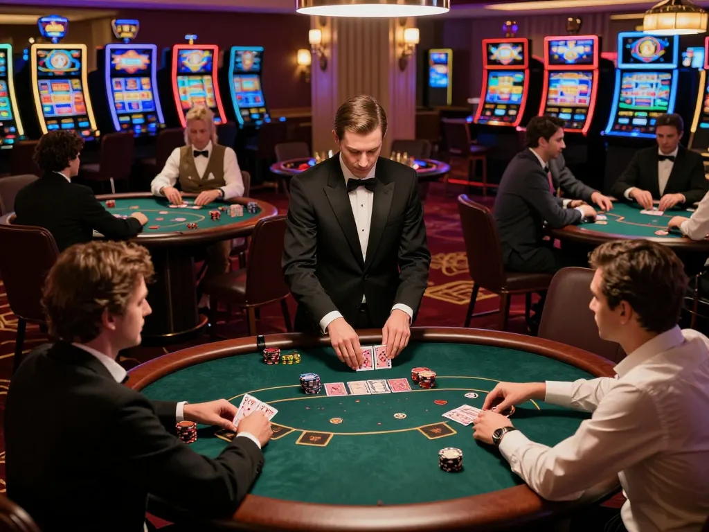 Go8 casino players engaged in high-stakes poker, highlighting elegant game atmosphere.