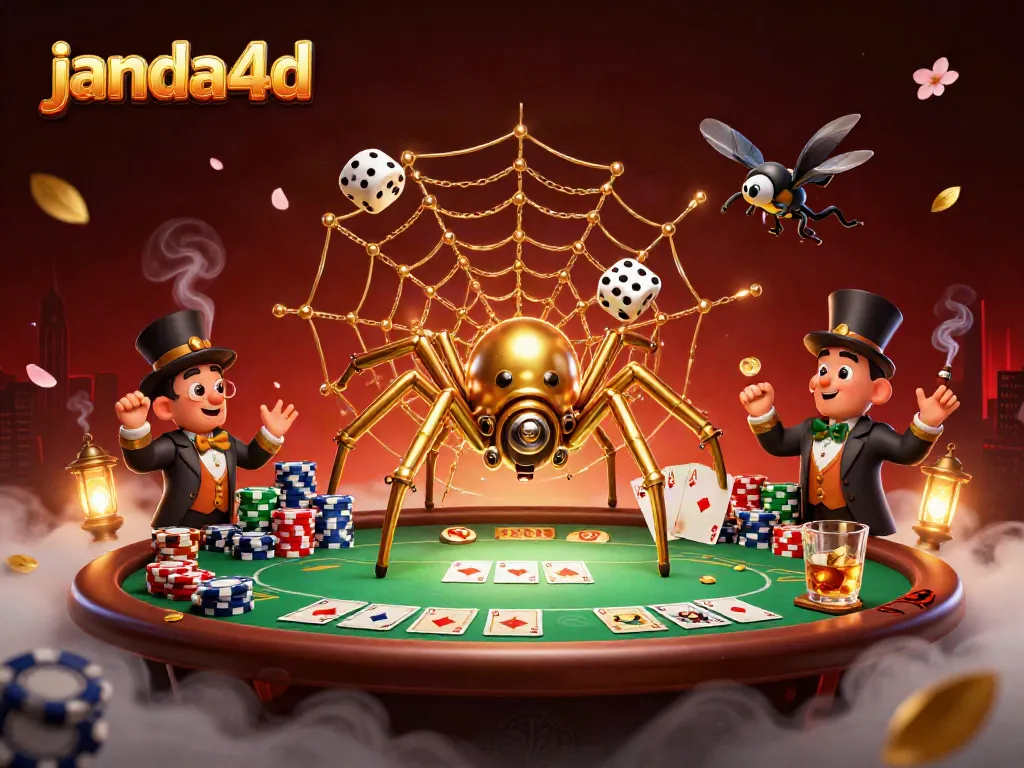 Janda4d menangkap dadu sial dalam jaring emas di ilustrasi kasino 3D yang detail