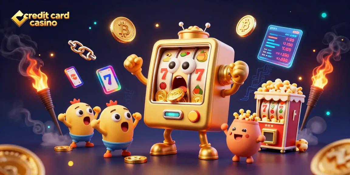 Win big at a credit card casino as our animated golden slot machine celebrates its jackpot victory!